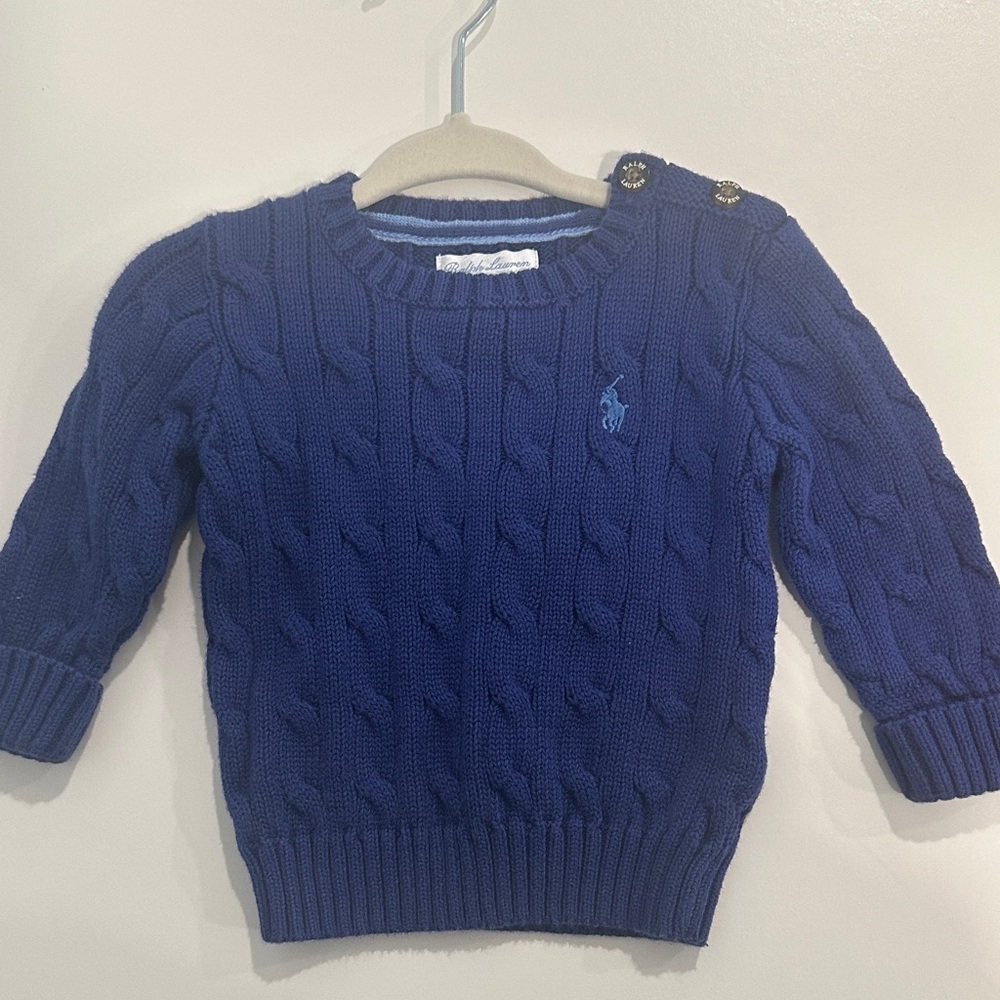 Blue Cable Knit Sweater ralph lauren baby